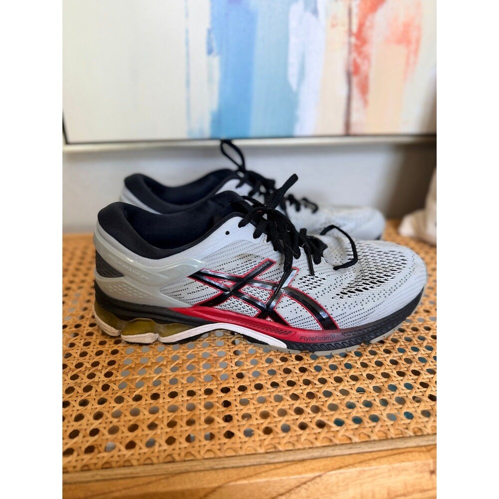 Asics Gel Kayano 26 Mens Size 10.5 Running Shoes Gray Red 1011A541